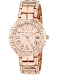 Anne Klein Womens AK/1506RGRG Swarovski Crystal Accented Rose Gold-Tone Bracelet Watch