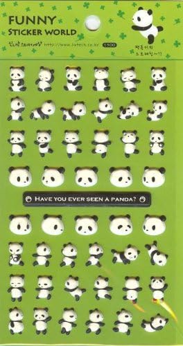 Kawaii Funny Panda Soft &amp; Raised Puffy Sticker, 2 Sheets, #24665