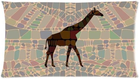 Home Pillow Art Animal Giraffe With Retro Pattern Custom Rectangle Bed Pillow Cases 20"X30" (Twin Sides)