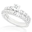 One of a Kind 1-1/2ctw Round Brilliant Diamond Wedding Ring Set (G-H/SI) in 14kt White Gold