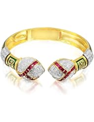 5.72 ct Ruby, Diamond & 18K Yellow Gold Enamel Filigree Bangle