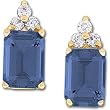 14K Yellow Gold Iolite and Diamond Earrings