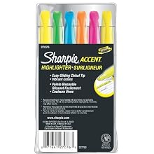 Sharpie Accent Pocket-Style Highlighters, 6 Colored Highlighters (27076)