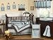 Blue and Brown Hotel Modern 9 pc Baby Boy Crib Bedding Set by JoJo