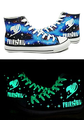 Fairy Tail Anime Logo Cosplay Shoes Canvas Shoes Hand-painted Shoes Sneakers Luminous