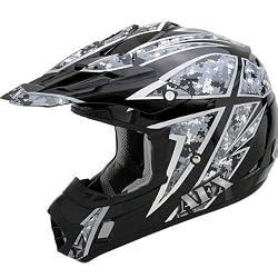 AFX Urban Camo Adult FX-17 Dirt Bike Motorcycle Helmet w/ Free B&F Heart Sticker Bundle - Black