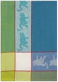 Waffle Weave 100% Cotton Frog Aqua Blue Dishtowel 18" X 28" Set / 6