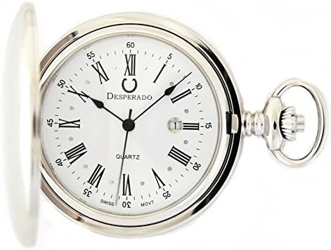 Desperado"Jefferson" Chrome Plated Pocket Watch with Swiss Movement