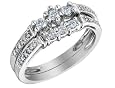 Diamond Engagement Ring & Wedding Band Set 1/3 Carat (ctw) in 10K White Gold