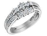 Diamond Engagement Ring & Wedding Band Set 1/3 Carat (ctw) in 10K White Gold
