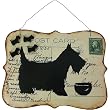 Vintage Postcard Magnet Board with Scottie Dog Silhouette, Includes 4 Dog Magnets