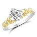 Sterling Silver Two Tone Gold Plated Heart CZ Claddagh Ring Sizes 4 to 10