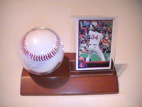 David Ortiz Boston Red Sox Signed Autographed Baseball & Wood Case Plus Card Coa