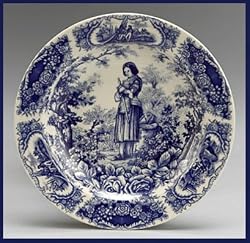Joan of Arc Plate Blue Toile Porcelain Transferware
