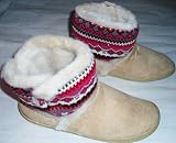 Womens beige warm slip on boot style slippers 6 BNIB