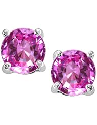 Tommaso Design (tm) Round 7mm Created Pink Sapphire Earring Studs