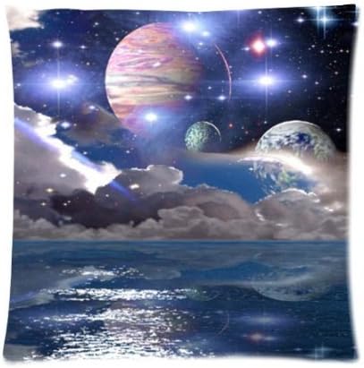 Square Throw Pillow Case Decorative Cushion Cover/Case Zippered Pillowcase With Outer Space Earth Planet Galaxy Universe Globe Sea 18 X 18 Inch(Twin Sides)