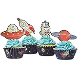 Ginger Ray Space Adventure Party Spaceship & Robot Cupcake Cases & Toppers, Mixed