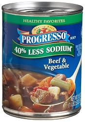 Progresso Healthy Favorites, Beef & Vegetables, Reduced Sodium, 18.5-Ounce Cans (Pack of 12)