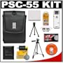 Canon PowerShot PSC-55 Deluxe Leather Compact Case + NB-4L Battery + Tripod + Accessory Kit for SD940 IS & SD1100 IS Digital Cameras