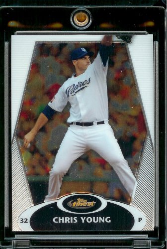 2008 Topps Finest # 123 Chris Young - San Diego Padres - Premium Baseball Card in Protective Screw Down Display