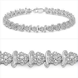 0.96 Carat Genuine White Diamond Sterling Silver Bracelet