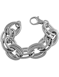 Sterling Silver Double Flat Oval Link Bracelet (8 Inch)