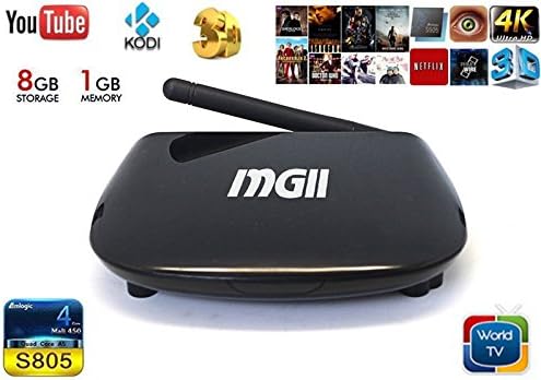 MGII Amlogic TV Box With Xbmc Kodi Pre-installed Android 4.4 Kitkat System H.265 Wi-Fi LAN Miracast Airplay 1G RAM, 8G ROM Stream Media Player