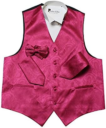 Porto filo paisley design 4 pcs set men's tuxedo vest hot pink