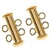 Gold Plated Tube Clasp 16.5mm Two Rings Strands (4)
