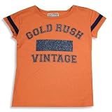 Gold Rush - Girls Short Sleeve Tee Shirt, Orange, Blue