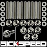 10 Pc Stainless Steel Extended Manifold Intake Stud Kit/Set W/Washer for Honda Civic