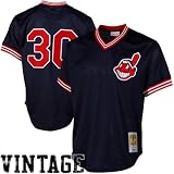 MLB Mitchell & Ness Joe Carter Cleveland Indians 1986 Authentic Cooperstown Collection Throwback Mesh Batting Practice Jersey - Navy Blue (XXXXX-Large)