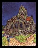 Vincent Willem van Gogh (The Church of Auvers) White Wood-Mounted Art Poster Print - 11 X 17