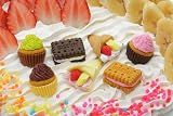 Iwako Japanese Erasers: 3 Cup Cakes, 2 Biscuits, 2 Crepes (Total 7pcs)