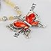 Less Like Butterfly Red Gem Crystal Charm Pendant Long Bead Sweater Long Statement Necklace