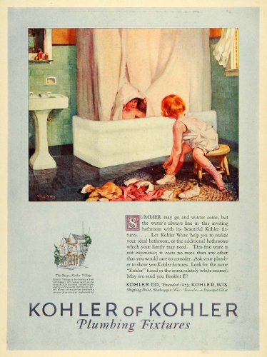 1925 Ad Bathroom Design Bathtub Children Bathing Kohler Plumbing Fixtures Home - Original Print Ad