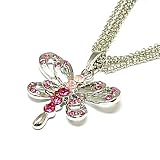 Pink Crystal Dragonfly Pendant on 16 Chain by TOC