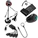 GTMax 5pcs Black/Red Flexible 5MP USB Camera Webcam with Microphone + Black USB Handheld Trackball Finger Mouse + Black USB/PS2 Flexible Silicone Keyboard + USB Flexible Work Light with 18 LED and Magnifier + Black High Speed USB 2.0 4-Port Hub