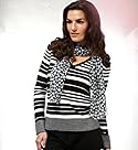  Per Una Stripe V-Neck Knitted Top with Scarf