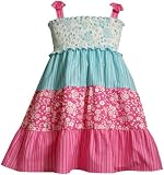 Bonnie Jean Girls 2-6x Floral Tierred Sundress,Aqua,4