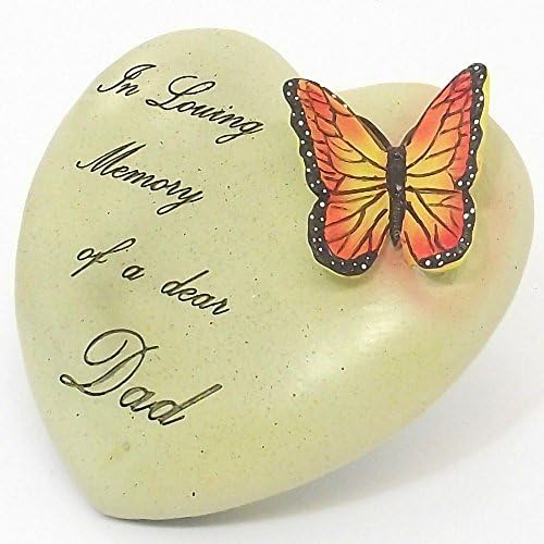Dad Memorial Heart Shaped Stone With Butterfly