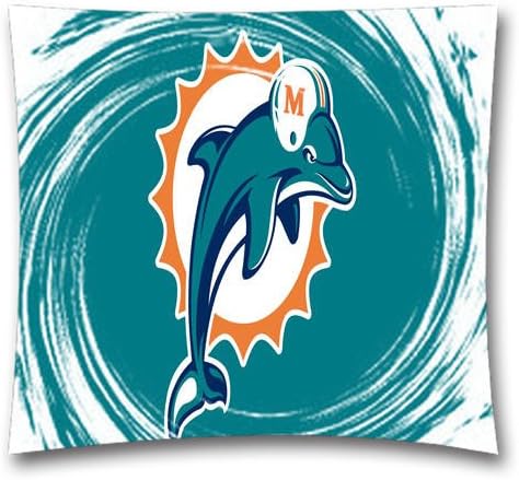 Decorative Cotton Linen Throw Pillow Case Cushion Cover 18"x18"(45x45cm),Miami Dolphins NFL Logo Square Pillow Case,alF4676we