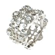Chunky Silvertone and Crystal Stretch Fashion Ring