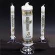3-pc Wedding Candle Set with Brass Base - Silver Finish