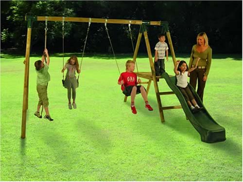 Childrens Toyshop  Toys : Plum Products Wooden heavy duty FSC Certified Kids Outdoor Baboon Swing, Rope and Slide activity centre