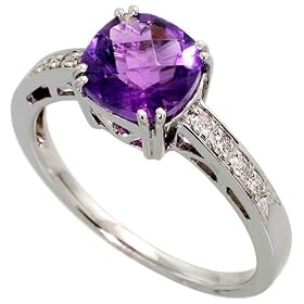 14k White Gold Ring, w  0.08 Carat Brilliant Cut Diamonds and 2.19 Carats... by Gabriella Gold