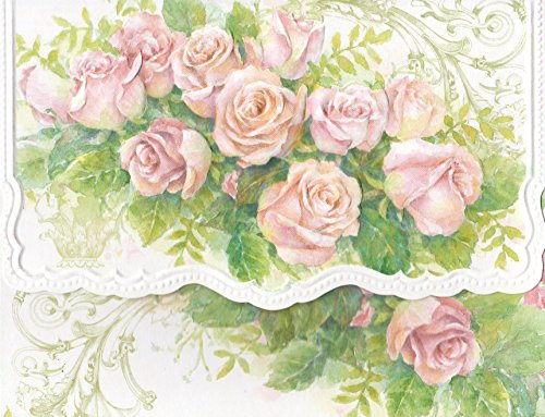 Carol Wilson Pink Rose Cascade 10 ct Embossed Note Card Set For Arts Sake