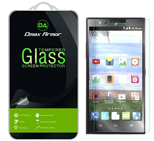 ZTE Lever LTE Glass Screen Protector, Dmax Armor® [Tempered Glass] Ballistics Glass, 99% Touch-screen Accurate, Anti-Scratch, Anti-Fingerprint, Round Edge [0.3mm] Ultra-clear - Retail Packaging