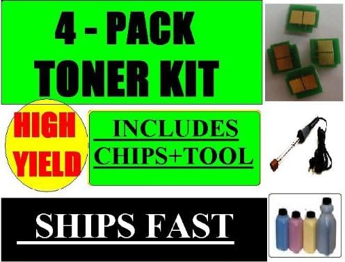 HP 1600, 2600 4 PACK TONER KIT for Color Laserjet 1600, 2600, 2600N, 2605, 2605DN, 2605DTN, For Cartridges Q6000A, Q6001A, Q6002A, Q6003A Includes RESET CHIPS & TOOL